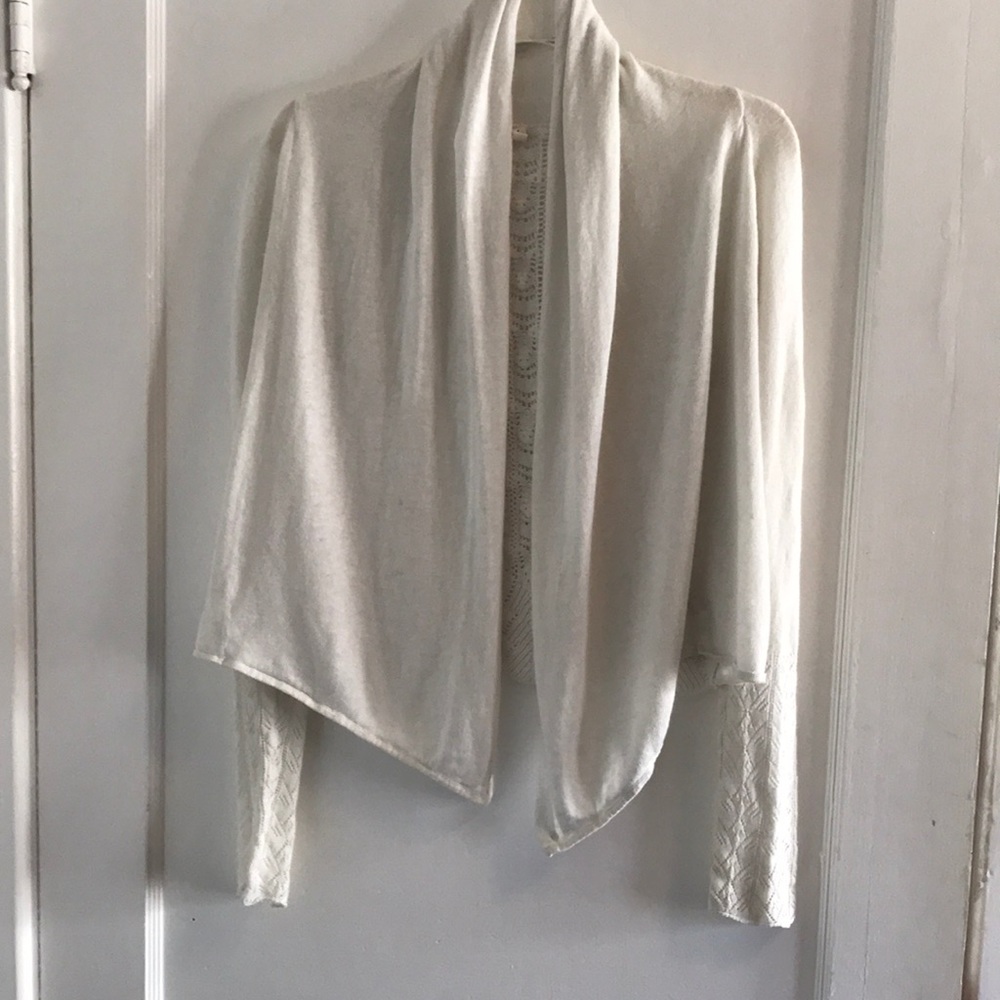Anthropologie Moth Pointelle Linen Wrap Cardigan